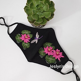 Khẩu trang thêu tay vải linen JL183X