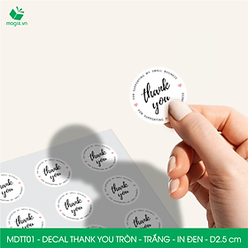 MDTT01 - D2.5cm - 50 Sticker Thank you, decal Thank you tròn dán hộp carton, tem cám ơn, nhãn dán cảm ơn trang trí gói hàng