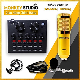 Mua Bộ Mic Hát Livestream V8 + Mic BM900  Dùng Thu Âm Hát Livestream Karaoke Có AutoTune Chuẩn Phòng Thu - hàng Chính Hãng