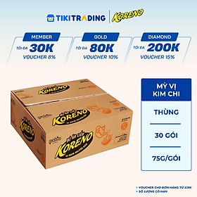 Thùng 30 Gói Mì Ăn Liền Koreno Vị Kim Chi 75g
