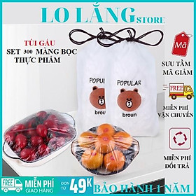 Mua Màng bọc thực phẩm co giãn siêu dai có chun hình túi gấu set 300 chiếc cao cấp