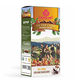 Cà Phê Phin Giấy Chồn Huyền Thoại Lionking Hộp 144g (12 gói x 12g) - Cafe Chồn Chọn Lọc Hảo Hạng