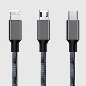 Cáp sặc đa năng 3 in 1 dây dù cao cấp cho iPhone Samsung điện thoại máy tính bảng