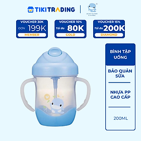 Bình Tập Uống Ống Hút Có Tay Cầm KuKu Duckbill  - Nhựa PP Cao Cấp - 200ml - Xanh
