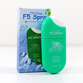 Xịt thơm miệng F5 Spray - Khử mùi hôi, ngừa sâu răng, cho hơi thở thơm mát, tự tin - Vị đào, dâu, bạc hà greelux - Lọ 12ml nhỏ gon