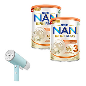 Bộ 2 Lon Sữa bột NAN INFINIPRO A2 800g Thụy Sĩ 3 với đạm quý A2 tiêu hóa tốt sau 7 ngày và 5HMO tăng cường đề kháng + Tặng Bàn ủi hơi nước cầm tay (2 - 6 tuổi) - Mẫu Ngẫu Nhiên