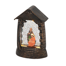 Holy Family Jesus Mary Joseph Religious Figurine Decoration, 5" Tall with Light, Home Decor
