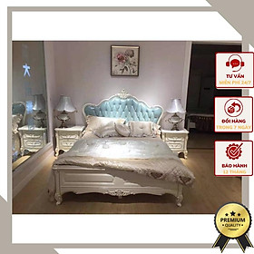 Mua Giường khung trắng ánh kim da xanh lam TÂN CỔ ĐIỂN - HCBC mang đến vẻ đẹp sang trọng.