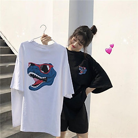 Áo thun tay lỡ form rộng ulzzang in khủng long freesize nam nữ UNISEX