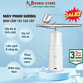 Máy phun sương nano xông da mặt Boorui D38  Máy phun Oxy dưỡng ẩm áp suất cao, làm sạch , đẩy tinh chất giúp làm đẹp và trẻ hóa da - Hàng loại 1 - Trắng