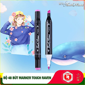 Bút Màu Marker Touch Raven Cao Cấp - Túi Vải Bộ 48 Màu Vẽ Chuyên Nghiệp - Vẽ Anime, Truyện Tranh Manga, Phong Cảnh, Thiết Kế Thời Trang, Đồ Họa, Mỹ Thuật Công Nghiệp - Hàng Nhập Khẩu