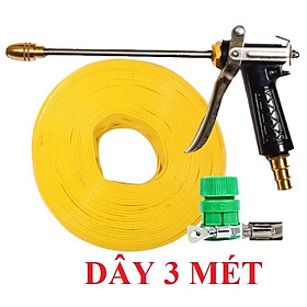 Bộ dây vòi xịt nước rửa xe,tưới cây .tăng áp 3 lần,loại 3m, 5m 206318H đầu đồng, đai+ tặng túi đựng bút