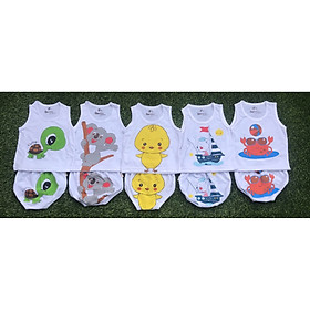 Set 5 bộ thun balỗ chip cho bé cotton 2 chiều Hình ngẫu nhiên  Mẫu 1