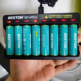 Bộ sạc pin tiểu 8 cổng 1.5V, pin sạc AA AAA BESTON 1.5V chính hãng pin lithium hàng cao cấp
