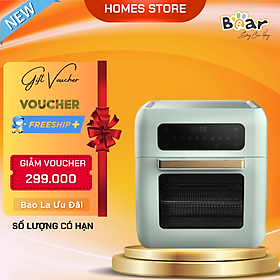 Nồi Chiên Không Dầu BEAR QZG-A15V1 Cách Nhiệt, Giảm Độ Ồn, 8 Chương Trình Chiên Tự Động, Dung Tích 10 Lít Công Suất 1500 W - Hàng Chính Hãng