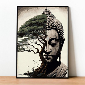 Tranh số hóa Giác ngộ đã căng khung 40x50cm