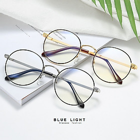 Kính Giả Cận, Gọng Kính Cận Nam Nữ Mặt Tròn Gọng Bạc, Vàng Viền Đen Không Độ Hàn Quốc - BLUE LIGHT SHOP