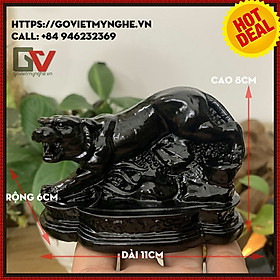Mua  Linh vật phong thủy  Tượng đá con Hổ trang trí phong thủy nhà cửa - Chiều dài 11cm - Màu đen tuyền