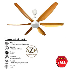 Mua Siêu Sales QUẠT TRẦN AZP- 6 CÁNH NHỰA  CÔNG XUẤT 65W  CÓ REMOTE- Hàng Nhập Khẩu