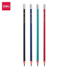 Bút 2B kèm tẩy Deli - sọc neon nhiều màu - 12 cây/hộp - E37013 / E37014 / E37015 / E37016/ E37000/ E58103/ E10902