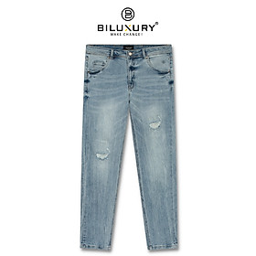 Quần Jean Nam, Quần Bò Biluxury Rách Gối Cao Cấp Bền Màu, Co Dãn, Thấm Hút Tốt Màu Xanh 6QBDT001XNH