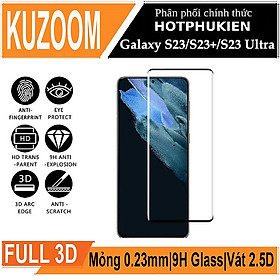 Miếng dán kính cường lực 3D cho Samsung Galaxy S23 / Galaxy S23 Ultra / Galaxy S23 Plus / Galaxy S23+ hiệu Kuzoom Protective Glass - mỏng 0.3mm, vát cạnh 2.5D, độ cứng 9H, viền cứng mỏng - Hàng nhập khẩu