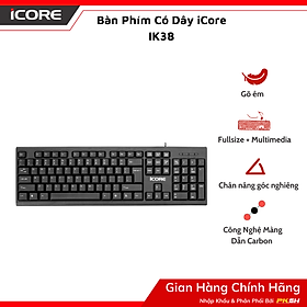 Bàn Phím Có Dây iCore IK38 – Full Size 104 Phím, Kết Nối Ổn Định, Giá Tốt - Hàng chính hãng
