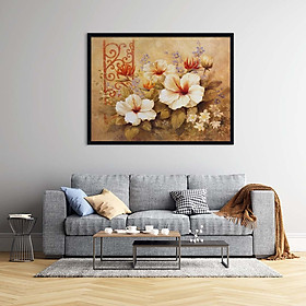 Tranh canvas treo tường hoa dâm bụt trắng - HC003
