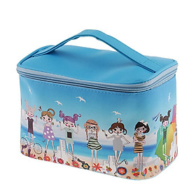 Travel Makekup Box Bag Cosmetic Pouch Holder Toiletry Organizer Zip Blue