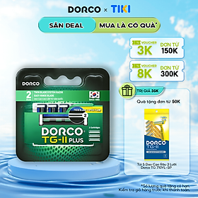 Vỉ 03 Đầu Dao Cạo Râu 2 Lưỡi Dorco TG-II Plus System TNA 3030-3B