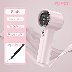 Quạt Sạc Cầm Tay Mini Siêu Mát Teement, Sạc Nhanh, Màn Hình Led Sang Trọng, 100 Chế Độ Gió - Hàng Chính Hãng
