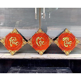 Mua Tranh treo tường 3 tấm phúc lộc thọ  bằng gỗ hương đỏ kt mặt vuông 35×4cm