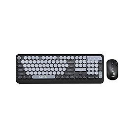 K68 Keyboard & Mouse Combo 2.4GHz Wireless Cute Retro Round Keycap Keyboard Mouse Set Punk Keyboard Mouse Combo Black