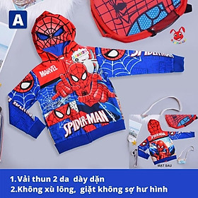 Áo khoác bé trai hình siêu nhân từ11kg-40kg. Chất thun hai da dày mịn - Kiến Lửa