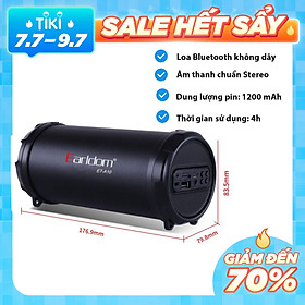 Loa bluetooth không dây Earldom ET-A10 với chất lượng âm thanh chân thực, âm bass sâu, âm treble trong trẻo, dung lượng pin trâu 1200 mAh – Hàng chính hãng