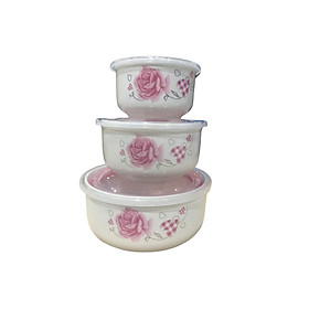 Mua Bộ 3 thố sứ cao cấp đi kèm nắp đựng và có lỗ hút chân không