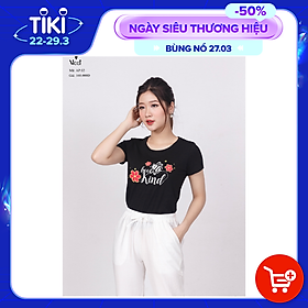 Áo phông ngắn tay, áo thun nữ cộc tay Vicci AP.01.4 chất liệu cotton vân gỗ in chữ Bee Kind