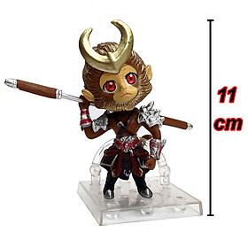 Mô hình trang trí để bàn Tôn Ngộ Không cầm gậy trên vai kèm giá đỡ trong suốt sd cao 11 cm - Chibi Phong Thần Bảng Diễn Nghĩa