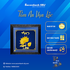 Khung tranh hoa sen SBJ Lá Bồ đề chữ An Vu Lan Cầu An