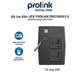 Mua Bộ nguồn cấp điện liên tục UPS PROLINK 650VA (PRO700SFC) Công suất 360W  công nghệ Line Interactive tích hợp bộ AVR  sạc siêu nhanh - Hàng chính hãng