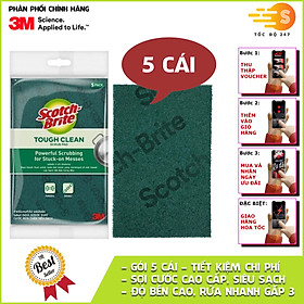 Mua Gói 5 miếng cước rửa chén siêu sạch  sợi cước cao cấp loại lớn 150x100mm Scotch-Brite 3M SB-CRKM-G5 - đa năng  3 tác động làm sạch  độ bền cao  công nghệ độc quyền