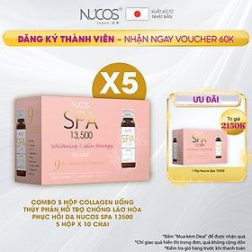 Combo 5 Hộp Collagen uống thủy phân hỗ trợ chống lão hóa phục hồi da Nucos Spa 13500​ 10 chai x 50ml