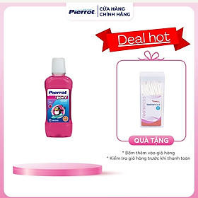 [ Tặng 1 hộp tăm răng Care4U] Nước súc miệng hương dâu tây cho trẻ em Pierrot 500ML