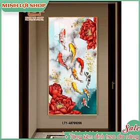 Mua Tranh CỬU NGƯ QUẦN HỘI cá chép hoa sen tráng gương trang trí phòng khách  không gian sống TẶNG KÈM ĐINH TREO CN038