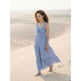 Đầm Maxi Sọc Xanh Cotton Vân Hy DRE205 Thời trang Hity