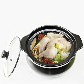 Nồi Đất Hầm Gà, Xương, Kho Thịt Cá Lòng Sâu Nắp Kính Size Đại 3500ML Tiện Dụng