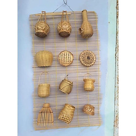 Mua Dĩ phiên mây tre đan 12 món ngẫu nhiên- set đồ trang trí mini