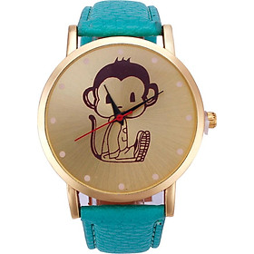 Neutral Diamond Lovely Monkey Pattern Faux Leather Band Quartz Watch Gifts