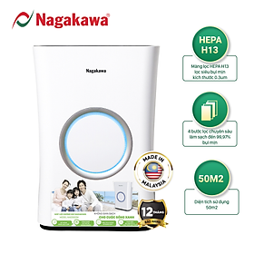 Máy Lọc Không Khí Cảm Biến, Tạo Ion Cho Diện Tích 50m2 Nagakawa NAG3502M - Hàng Chính Hãng