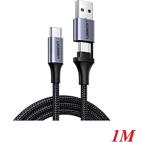 Cáp sạc nhanh Type C ra USB C + A Màu đen US314 Ugreen 70416 1m hàng chính hãng